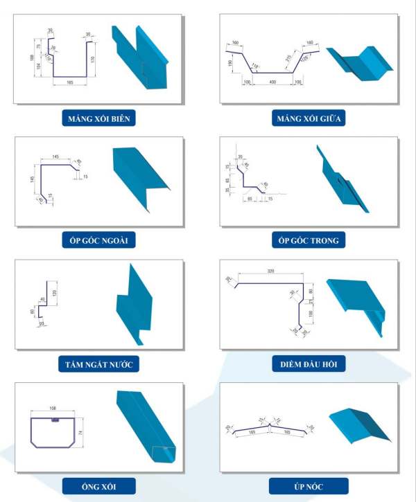 danh sách phụ kiện tôn úp nóc
